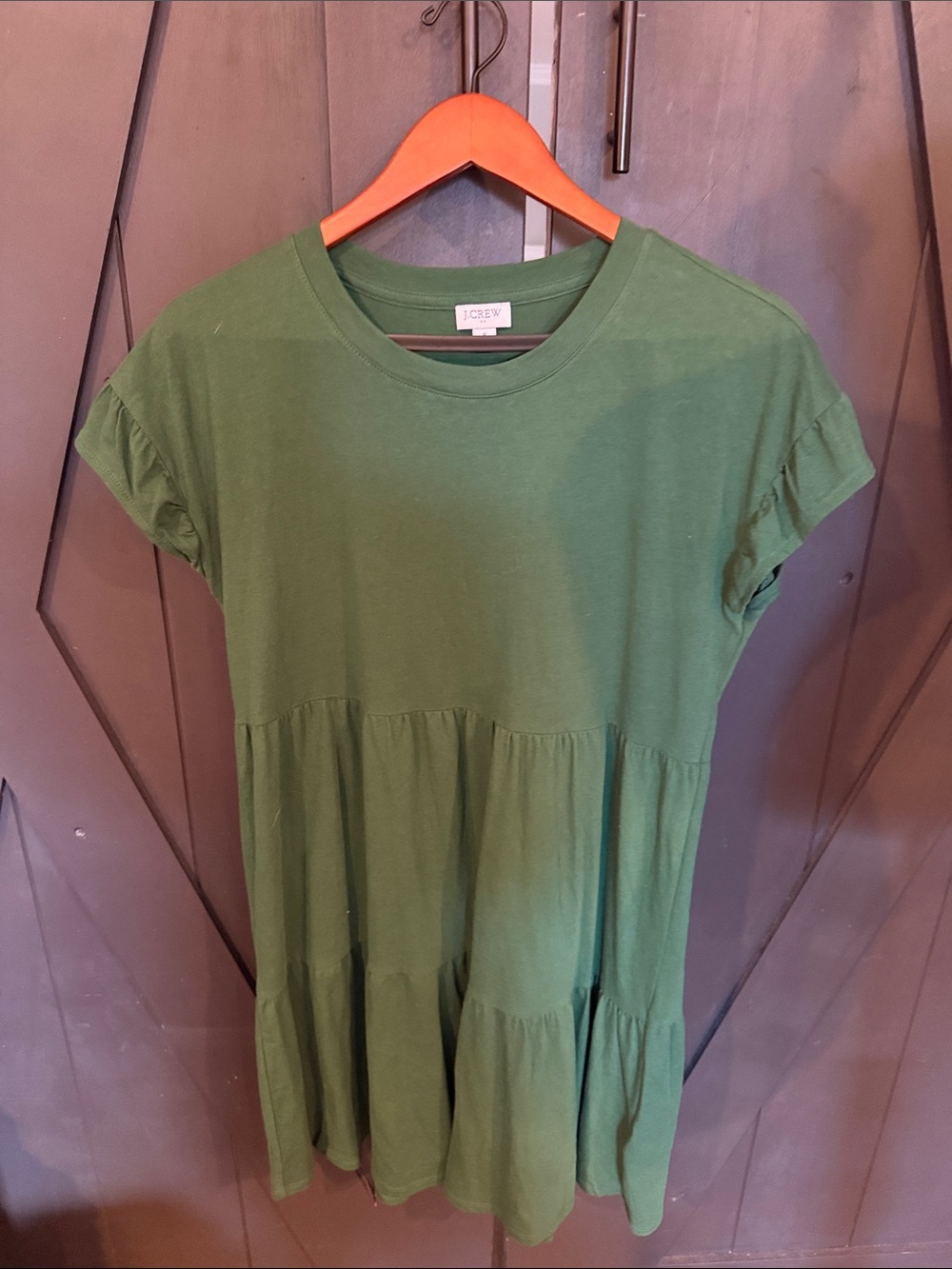 J. Crew Olive Green Tiered Short Sleeve Dress